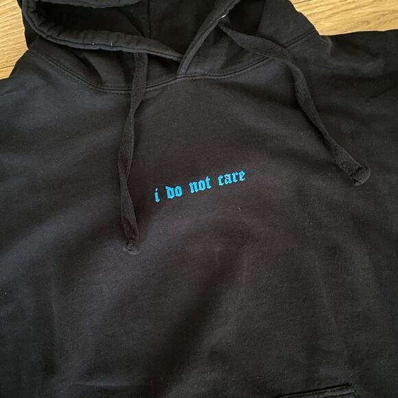 Just Apparel I Do Not Care Hoodie in Black and Blue - Picture 4 of 6
